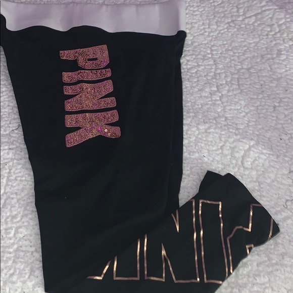 PINK Victoria's Secret Pants - PINK Victoria secret black and white leggings